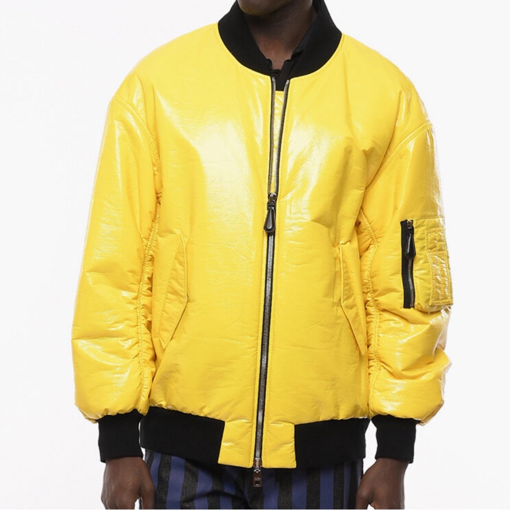 DOLCE & GABBANA Puffer Bomber Jacket in Yellow Color